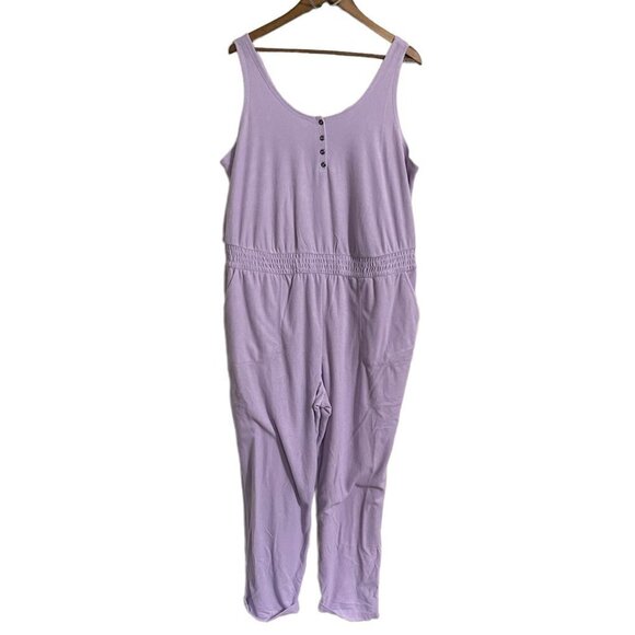Torrid Womens NWT Terry Lilac Purple Henley Jumpsuit Cover Up One Piece Plus 2X - Picture 2 of 9